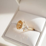 3.14 Ct MOI lab created pear diamond ring, gold, elegant, perfect for engagement or gifting.