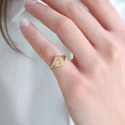 Custom gold initial signet ring for women, minimalist dainty alphabet jewelry gift idea