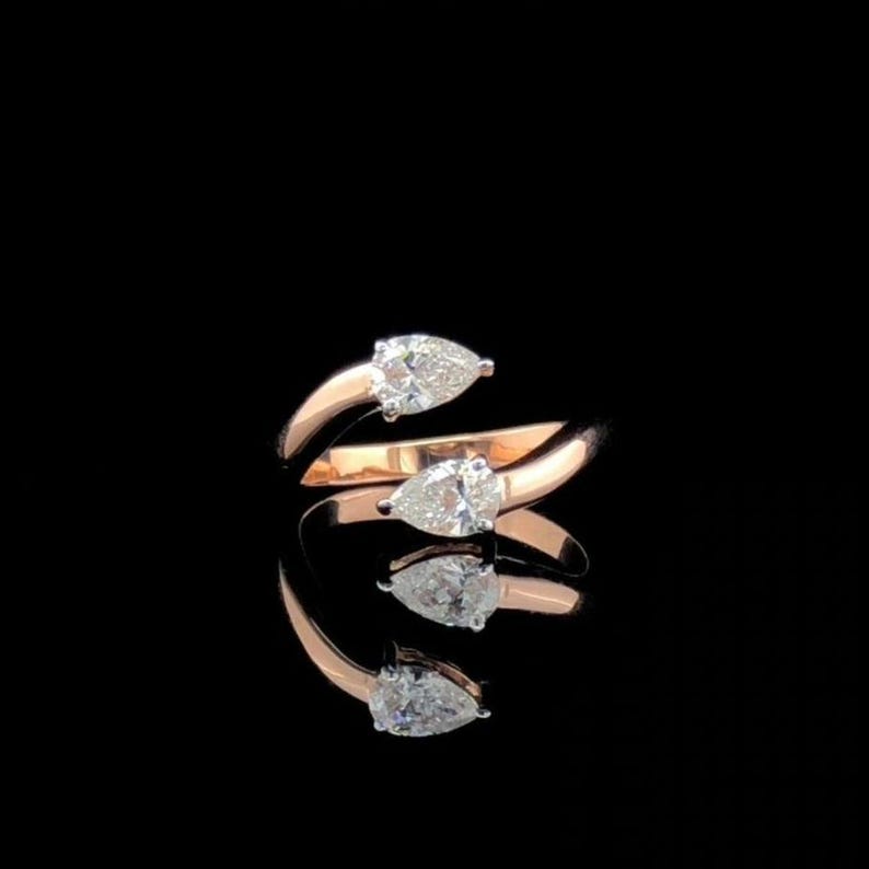 Pear Cut Moissanite Open Cuff Ring