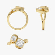 2.10 Ct TOI lab grown round diamond ring, 18K gold, modern design, elegant statement jewelry.