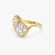 2.10 Ct TOI lab grown round diamond ring, 18K gold, modern design, elegant statement jewelry.