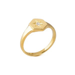 Stylish gold letter signet ring personalized dainty jewelry for women gift ready