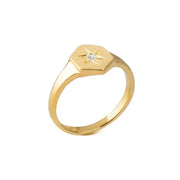 Stylish gold letter signet ring personalized dainty jewelry for women gift ready