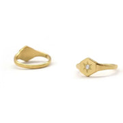 Stylish gold letter signet ring personalized dainty jewelry for women gift ready