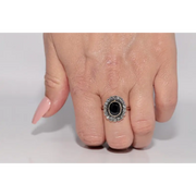 Lab created gemstone diamond ring with cushion cut pink stone and brilliant white diamond band