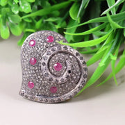 Art Deco style silver ring with heart-shaped ruby, July birthstone promise ring, dainty red gemstone vintage antique jewelry