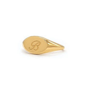 Minimal signet gold initial ring personalized jewelry for women stylish dainty piece