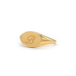 Minimal signet gold initial ring personalized jewelry for women stylish dainty piece