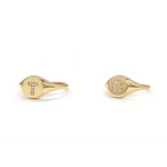 Personalized dainty gold initial ring with sleek signet style, elegant alphabet jewelry for women