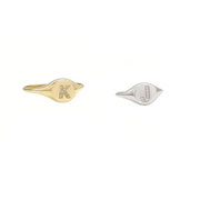 Personalized dainty gold initial ring with sleek signet style, elegant alphabet jewelry for women