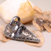 Victorian Style Paisley Ruby Statement Ring – 1999s Vintage Black Diamond Teardrop Cocktail Ring, Bold Antique Jewelry for Women