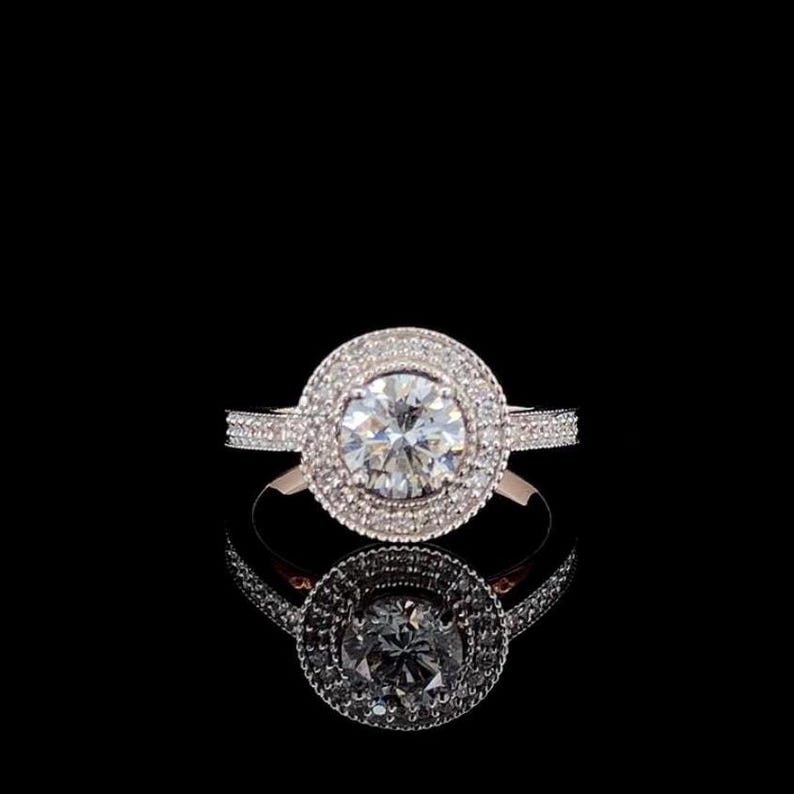 Round Cut Moissanite Halo Wedding Ring
