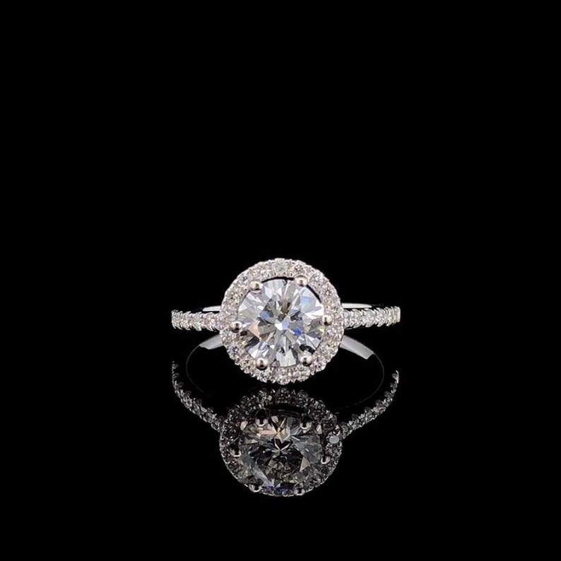 Round Moissanite Halo Bridal Ring