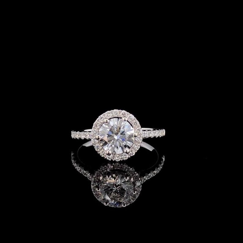 Round Moissanite Halo Bridal Ring