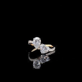 Heart and Pear Cut Moissanite Toi et Moi Ring