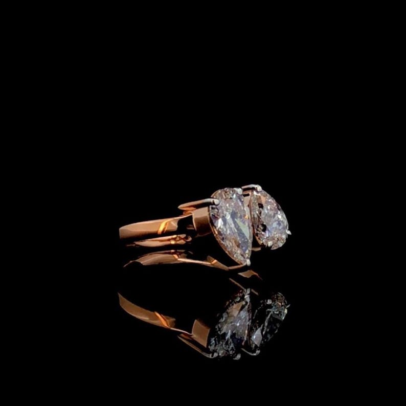 Pear Cut Moissanite Toi et Moi Ring
