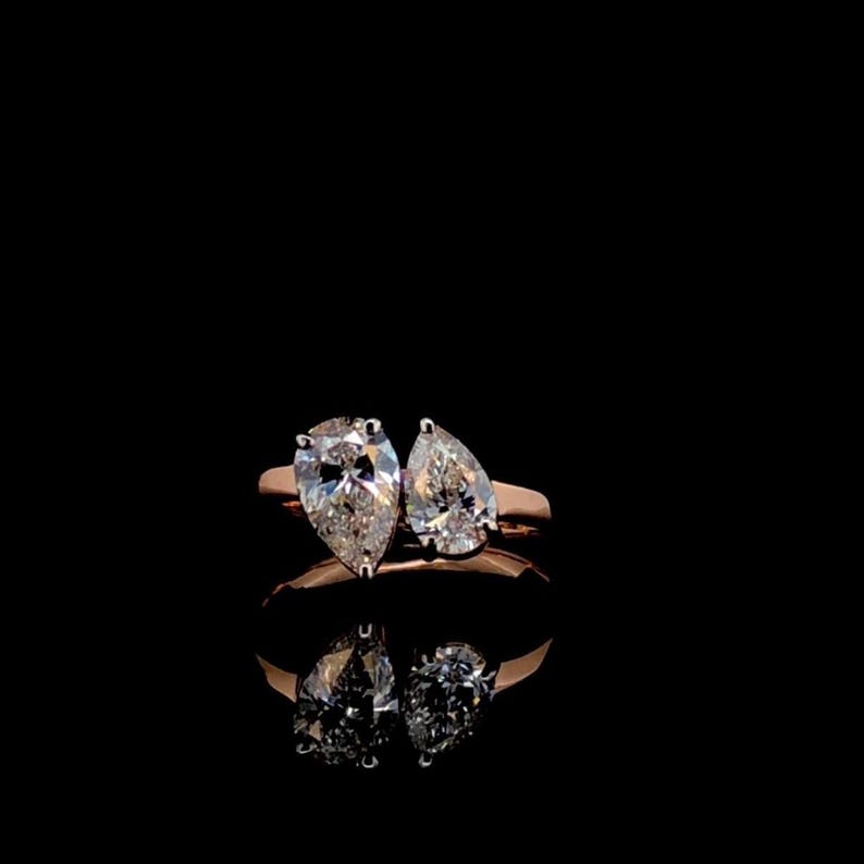 Pear Cut Moissanite Toi et Moi Ring