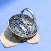 Oval Vintage Statement Ring – Ruby, Emerald & Black Diamond Cocktail Ring | 1999s Antique Sterling Silver Jewelry