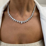 33.13 Ct moissanite pear and marquise cut white tennis necklace luxury sparkling jewelry for women