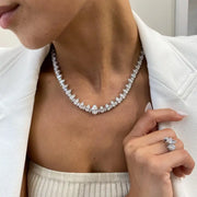 33.13 Ct moissanite pear and marquise cut white tennis necklace luxury sparkling jewelry for women