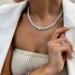 33.13 Ct moissanite pear and marquise cut white tennis necklace luxury sparkling jewelry for women