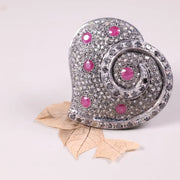 Art Deco Style Ruby Heart Silver Ring – July Birthstone Promise Ring, Dainty Red Gemstone Vintage Antique Jewelry