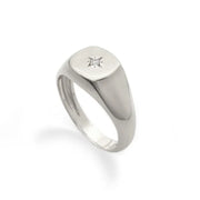 Elegant gold initial ring sleek signet style personalized jewelry for women minimal