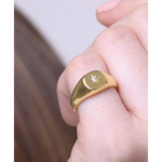 Elegant gold initial ring sleek signet style personalized jewelry for women minimal