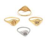 Custom gold initial signet ring for women, minimalist dainty alphabet jewelry gift idea