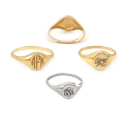 Custom gold initial signet ring for women, minimalist dainty alphabet jewelry gift idea