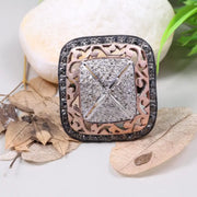 Sterling Silver Emerald Shape Vintage Ring | Antique Style Natural Black Diamond Ring | Unique Elegant Diamond Jewelry Gift for Her