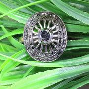 Vintage Black Rhodium Ring – Art Deco Style 925 Sterling Silver Ring with 6mm Round Cut Center and Black Diamond Accents, Natural Diamond Jewelry