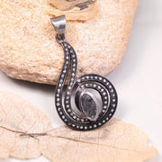 Art Deco Black Marquise Diamond Pendant – Sterling Silver 4cm Drop Necklace, Minimalist Handmade Jewelry Gift for Her