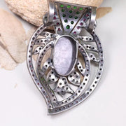 Art Deco Style Silver Pendant – Purple Oval Gemstone with Ruby Accents | 19th Century Inspired Old Style Jewelry Gift