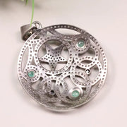 Sterling Silver Vintage Round Pendant – Handmade Gothic Art Deco Jewelry | Unique Astrology Lovers Statement Pendant