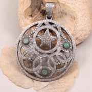 Sterling Silver Vintage Round Pendant – Handmade Gothic Art Deco Jewelry | Unique Astrology Lovers Statement Pendant
