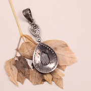 Georgian Style Vintage Teardrop Black Stone Pendant Necklace – Sterling Silver Filigree Gothic Boho Jewelry, Antique Style Gift