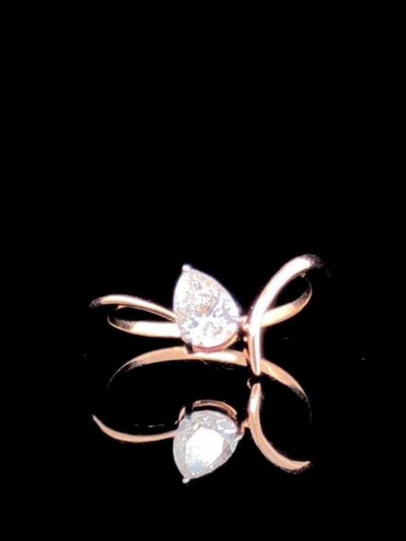 Pear Cut Moissanite Solitaire Engagement Ring