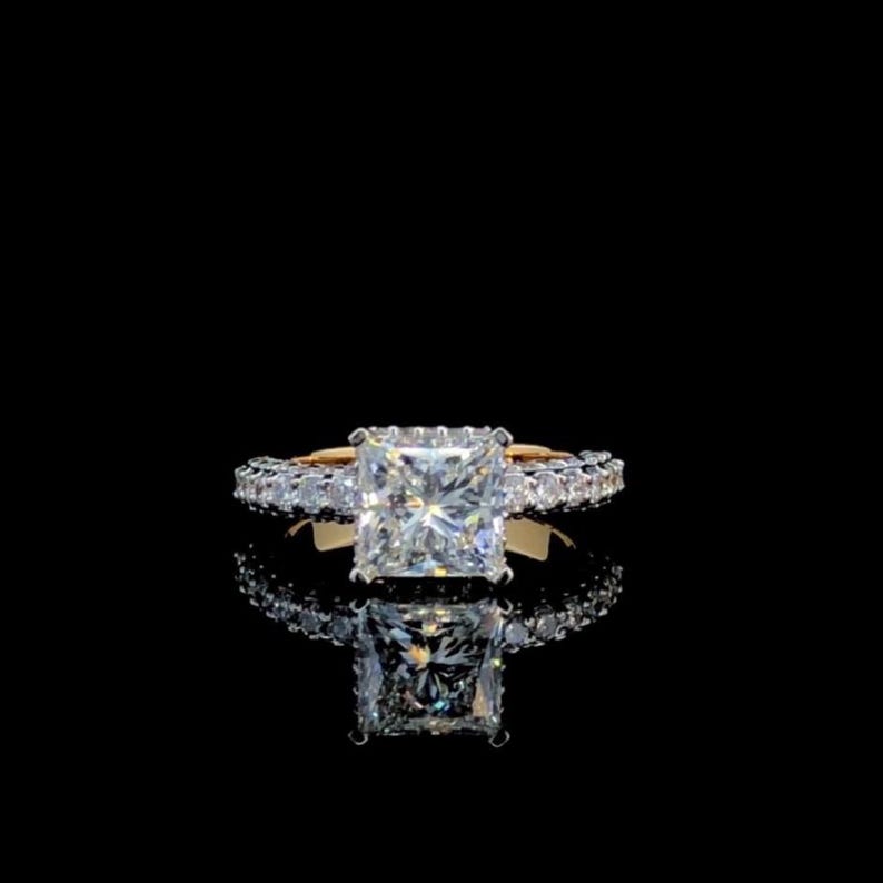 Elegant Princess & Round Moissanite Ring