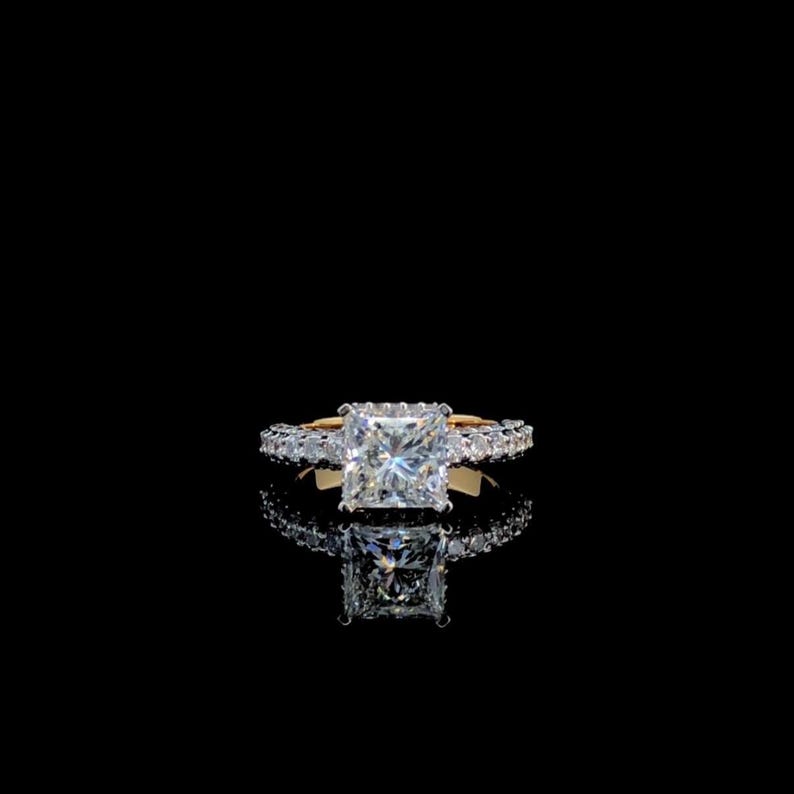Elegant Princess & Round Moissanite Ring