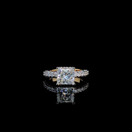 Elegant Princess & Round Moissanite Ring