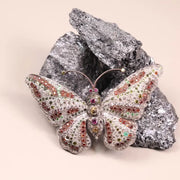 Multicolor Gemstone Butterfly Brooch Pin – Sterling Silver Victorian Style Statement Insect Jewelry | Nature-Inspired Gift