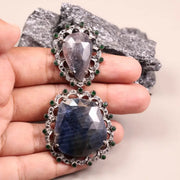 Victorian Purple & Blue Gemstone Pendant – Sterling Silver Antique Diamond Jewelry | 18th Century Inspired Unique Pendant Gift