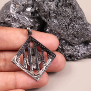 Antique Vintage Square Cut Pendant – Art Deco 1880s Handmade Jewelry, Unique Vintage Style Pendant Gift for Her