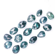 4.13 Ct Blue Mix Diamond Lot I 16 Pcs Rose Cut Rustic Diamonds | Pear, Oval and Marquise Fancy Color Loose Stones for Engagement Rings