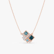 4.76 Ct Genuine Blue Diamond Necklace Elegant Minimalist Luxury Pendant Fine Jewelry for Women