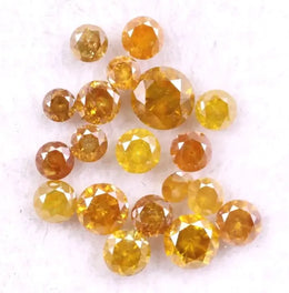 Natural yellow-orange round cut diamonds lot – fancy color loose rustic diamonds for rings, earrings, pendants, and jewelry making – Jay Amar Gems