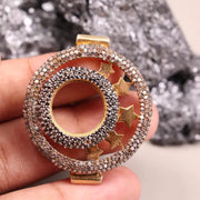 Art Deco celestial star pendant necklace with diamond circle charm, handmade dainty astrology jewelry gift for her