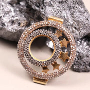 Art Deco Celestial Star Pendant Necklace – Diamond Circle Charm, Handmade Dainty Astrology Jewelry