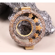 Art Deco Celestial Star Pendant Necklace – Diamond Circle Charm, Handmade Dainty Astrology Jewelry